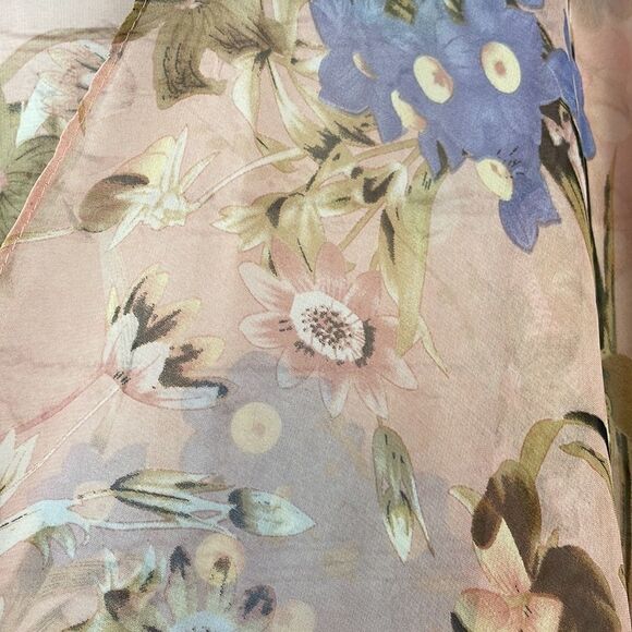 Simply Noelle Sheer Pink Floral Kimono/Coverup w/ Angel Wing sleeves. OSFA - Picture 8 of 8